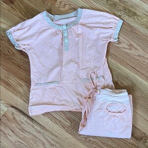 Women's Peach Scrubs Set with Button Detail